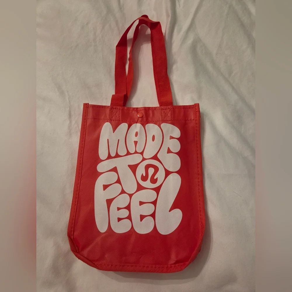 lululemon Red Reusable Shoping Bag with White Print